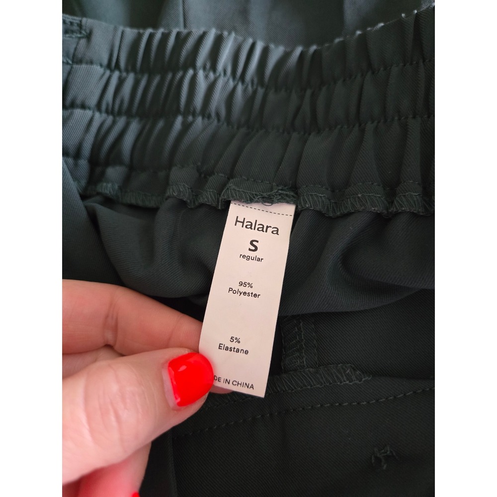 Halara Women S Flex Wide Leg Trousers Dark Green Pleated High Rise Elastic Back - Picture 5 of 9